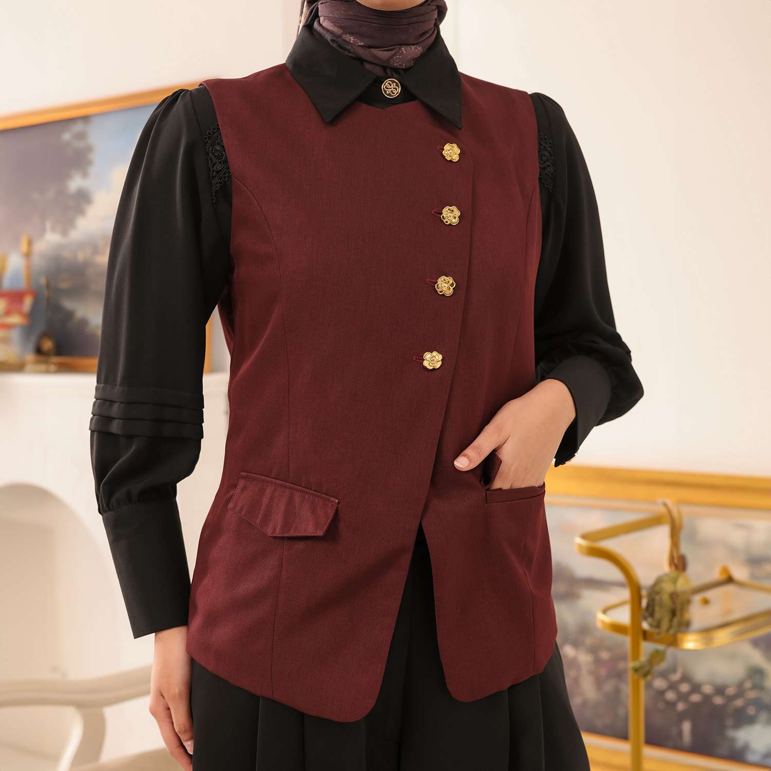 Enzy Vest Maroon