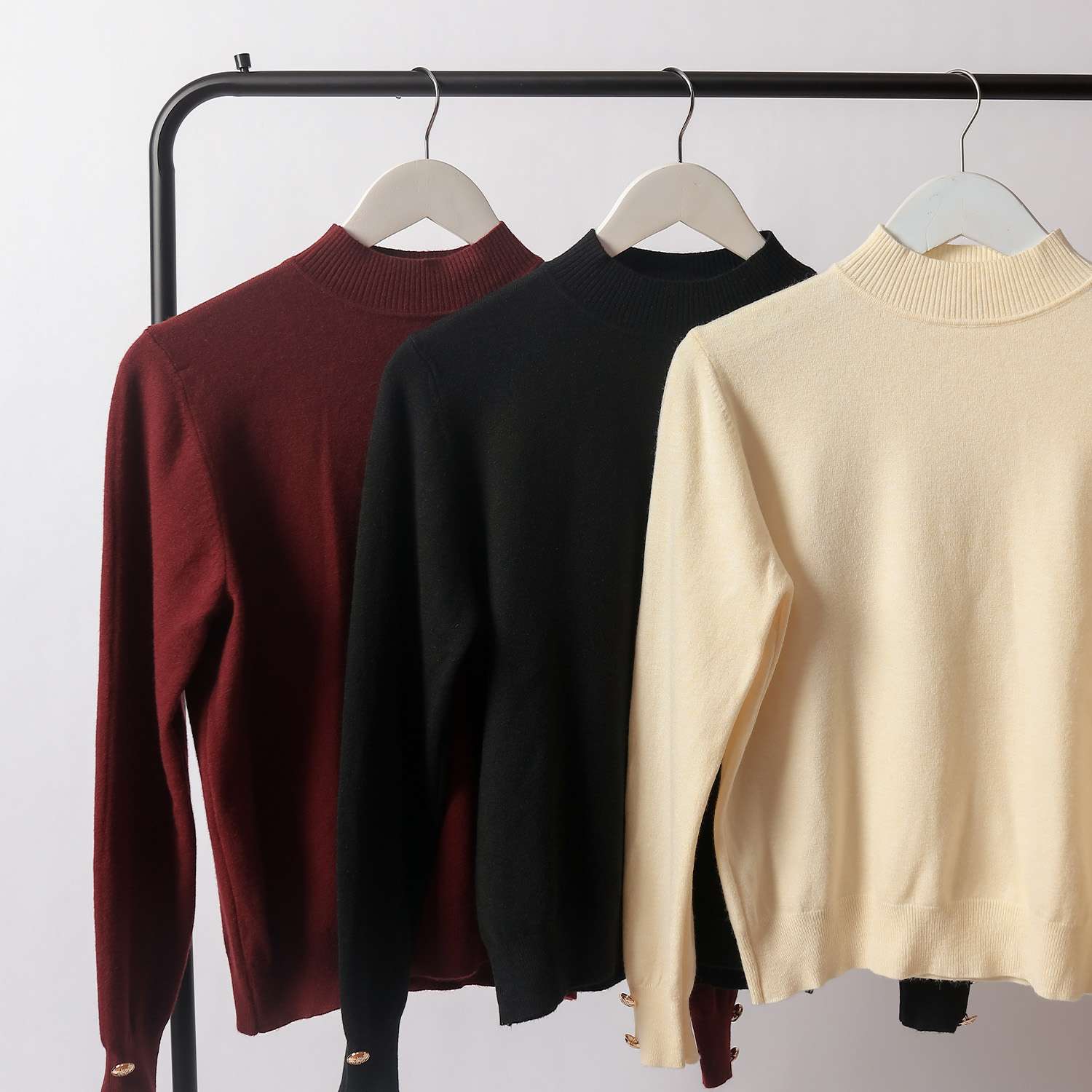 Button Basic Knit Long Sleeves