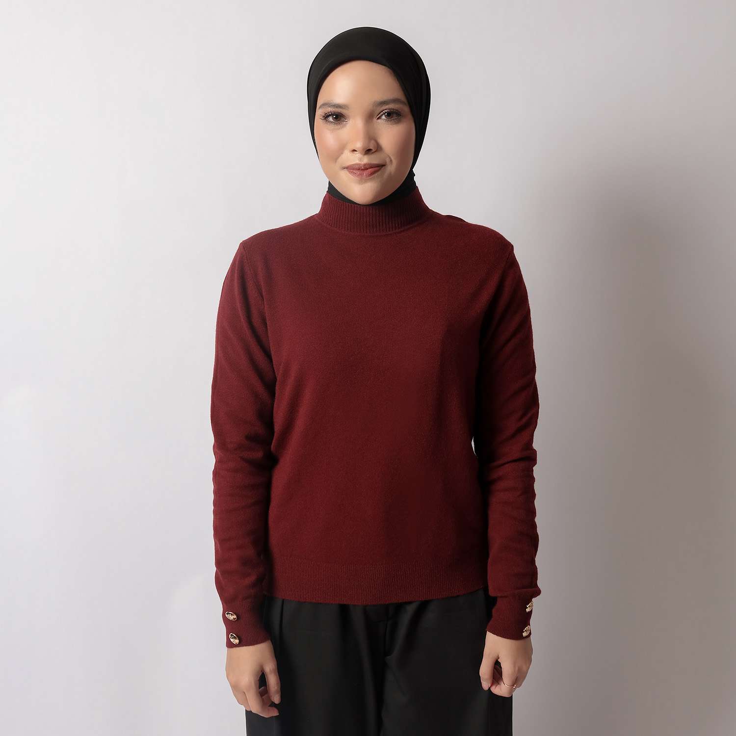 Button Basic Knit Long Sleeves